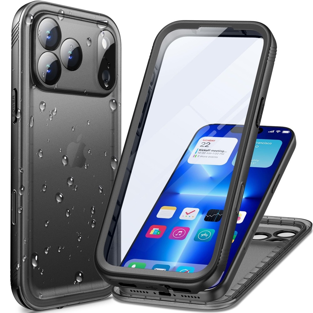 iPhone 17 pro max  Black Waterproof Shockproof iPhone Case with Clear Back